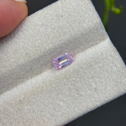 0.62 ct Natural Light Pink Milky Sapphire Vietnam. Emeral Shape. No Treatment.