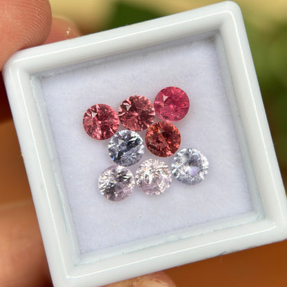 3.06 ct / 8Pcs Natural Spinel Vietnam, Mixed Color, Round Shape, No Treament.