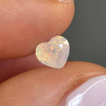 1.0ct Natural White Milky Sapphire Vietnam. Heart Shape. No Treatment.