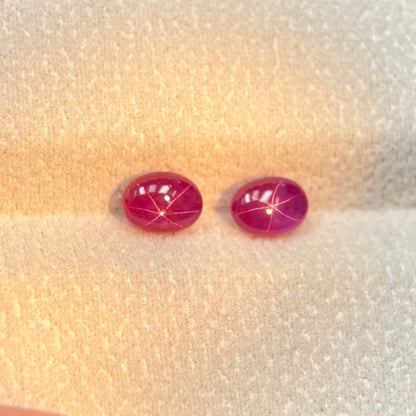 2,22ct/ 2Pcs Natural Star Ruby Viet Nam. No treatment Ruby Cacbochon Luc Yen.