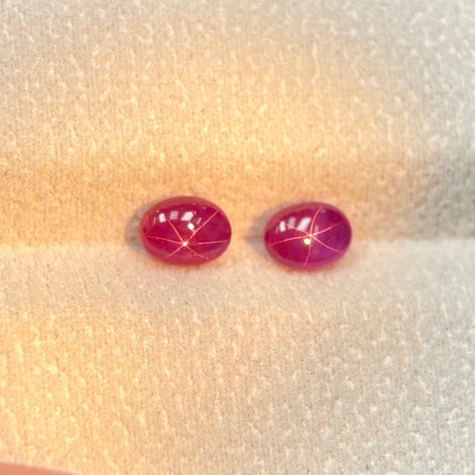 2,22ct/ 2Pcs Natural Star Ruby Viet Nam. No treatment Ruby Cacbochon Luc Yen.