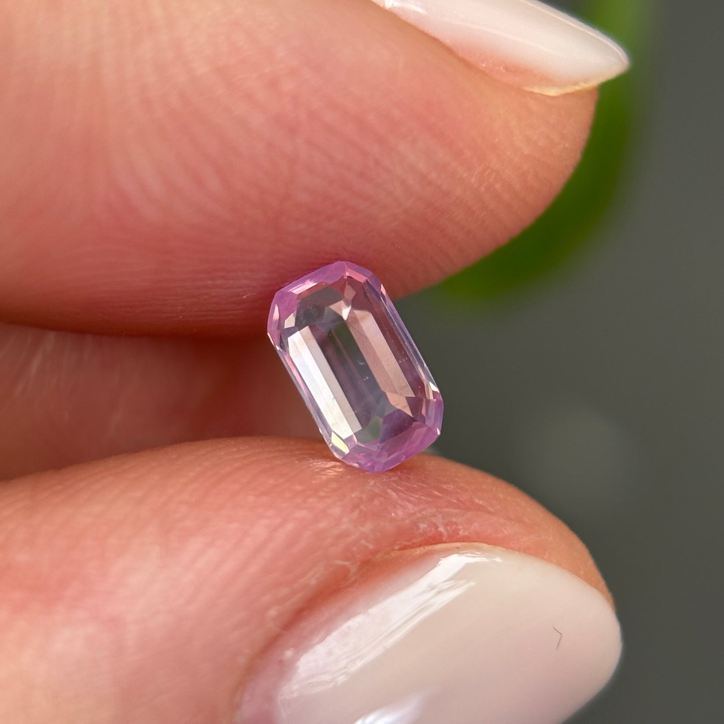 0.62 ct Natural Light Pink Milky Sapphire Vietnam. Emeral Shape. No Treatment.