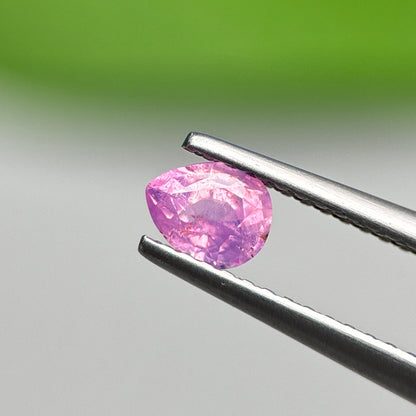 0.48 ct Natural Purplish Pink Milky Sapphire Vietnam. Pear Shape. No treatment.