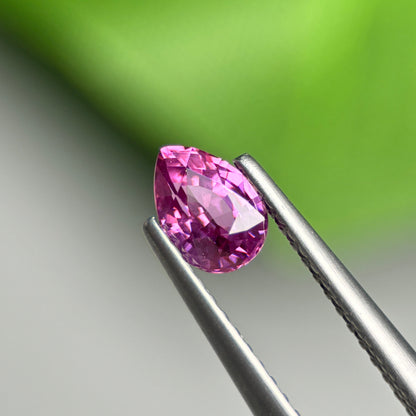 0.78 ct Natural Pinkish Purple Sapphire Vietnam. Pear Shape.