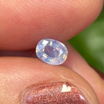 0.55 ct Natural White Milky Sapphire Vietnam. Oval Shape. No Treatment.