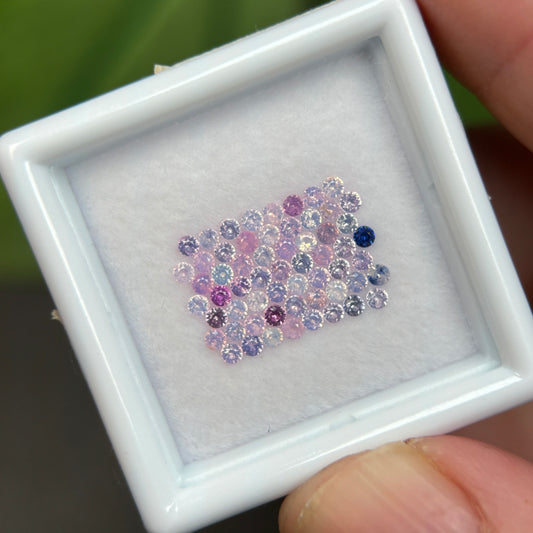 1,0ct/59Pcs Natural Sapphire Vietnam, Round Shape, C1 Quality, No Treatment Sapphire Luc Yen.