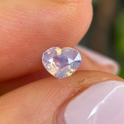 0.68ct Natural White Milky Sapphire Vietnam. Heart Shape. No Treatment.