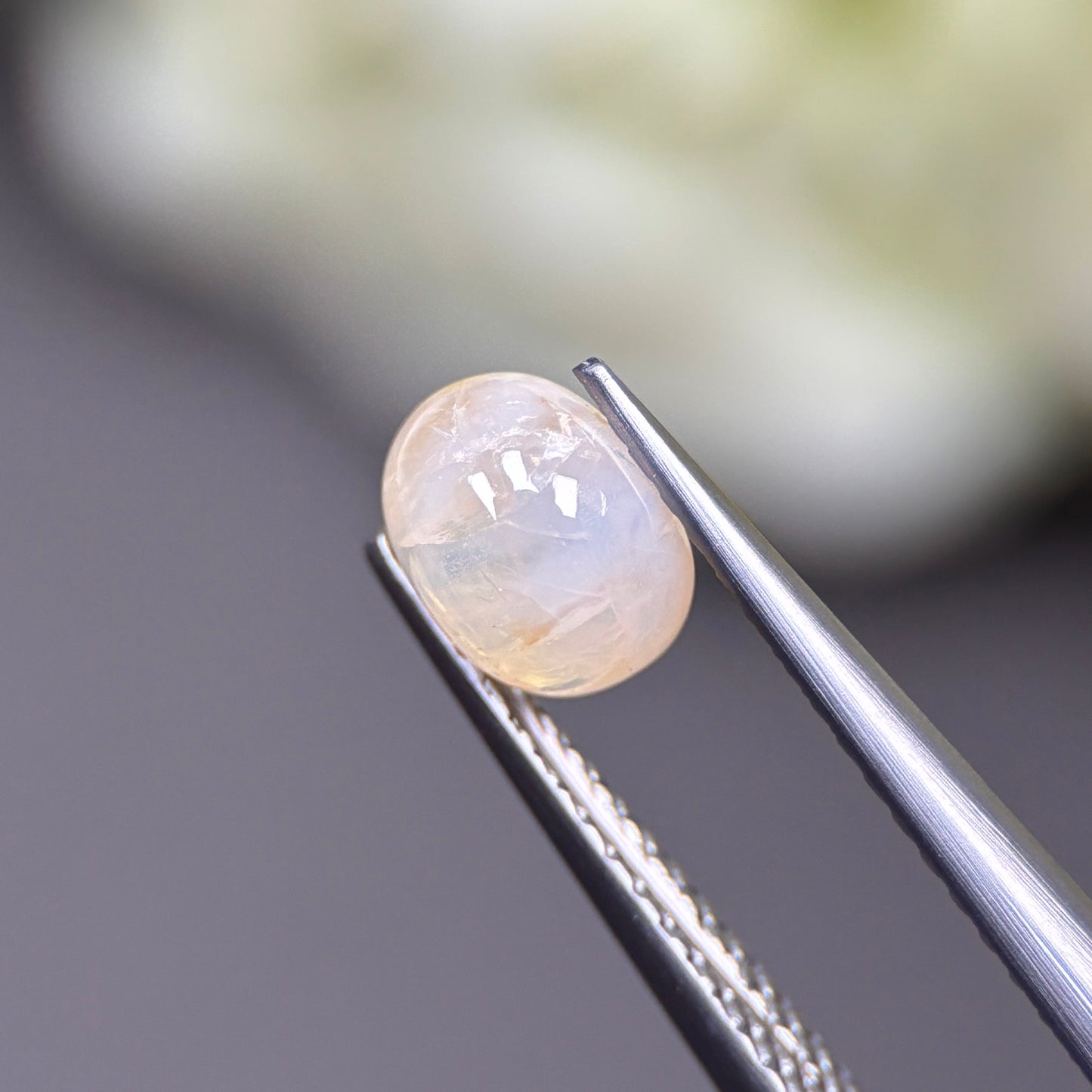 1.26ct Natural Yellowish White Cacbochon Sapphire Viet Nam. No treatment.