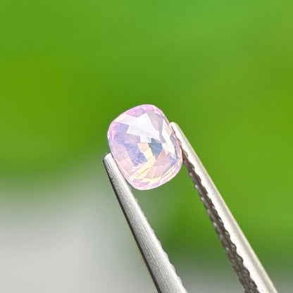0.66 ct Natural Pinkish White Milky Sapphire Vietnam. Cushion Shape. No Treatment.