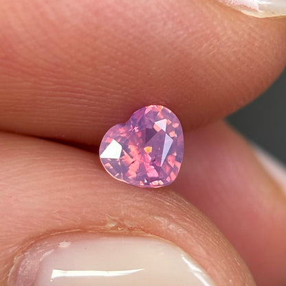 0.42 ct Natural Pink Milky Sapphire Vietnam. Heart Shape. No Treatment.