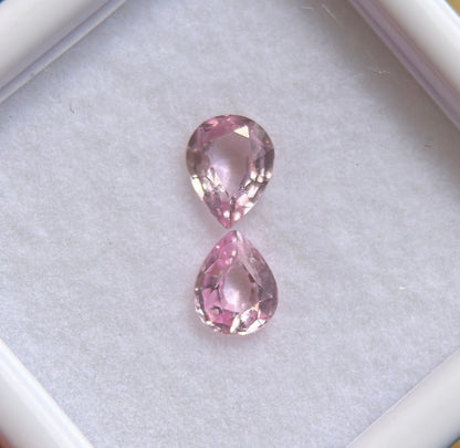0.73 ct/ 2Pcs Natural Pink Spinel Vietnam. Pear Shape. No Treatment.