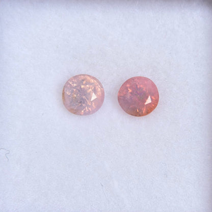 1.08ct/2Pcs Natural Pink Milky Sapphire Vietnam. Round Shape.