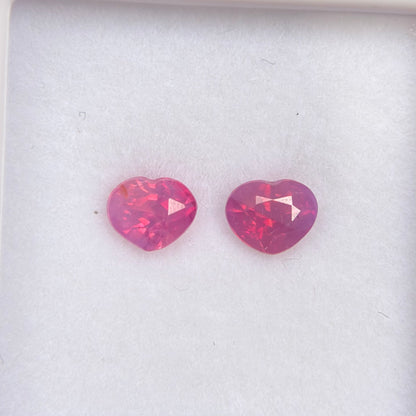1.06ct/2Pcs Natural Pink Milky Sapphire Vietnam. Heart Shape.