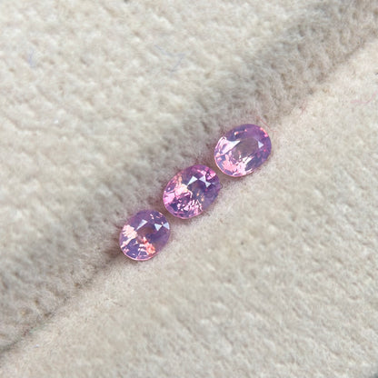 0.58 ct / 3Pcs Natural Pink  Milky Sapphire Viet Nam. Oval Shape. No treatment.