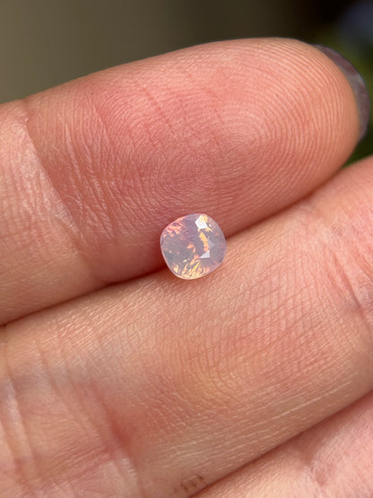 0.57ct Natural Pinkish White Milky Sapphire Vietnam. Cushion Shape. Unheat