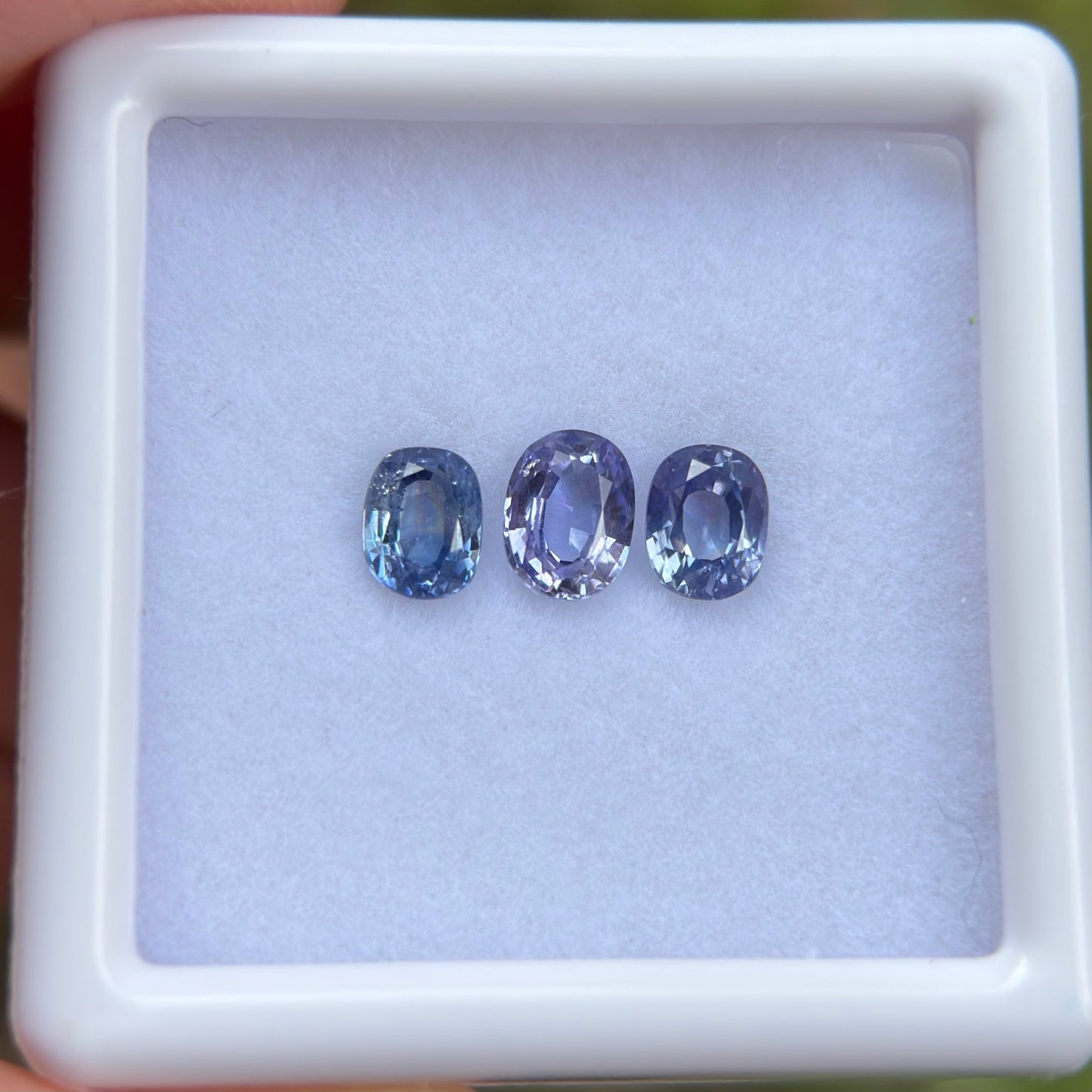 1,12ct/ 3Pcs Natural Blue Sapphire Viet Nam. Cushion Shape. No Treatment Sapphire Luc Yen.