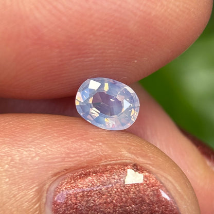 0.55 ct Natural White Milky Sapphire Vietnam. Oval Shape. No Treatment.