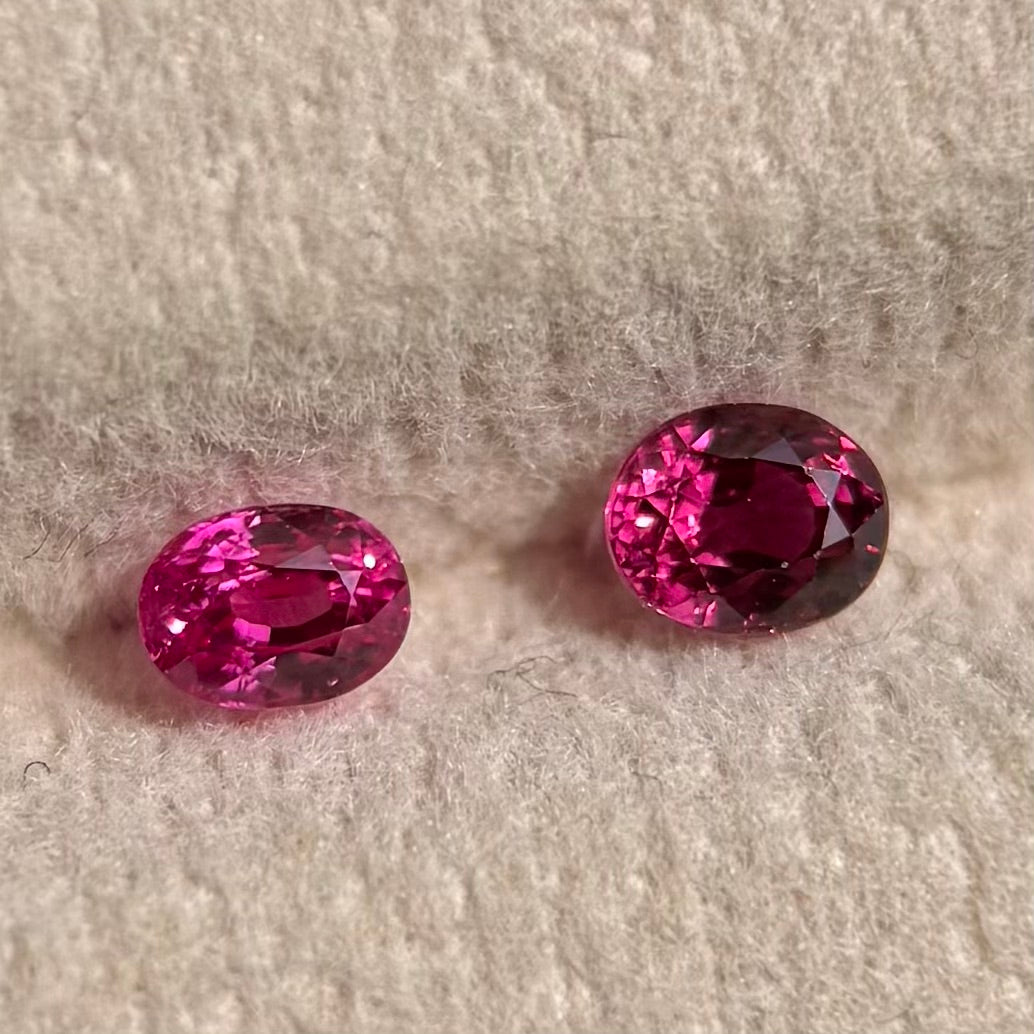 0.72 ct/ 2Pcs Natural Ruby Viet Nam. Cushion Shape. No treatment.