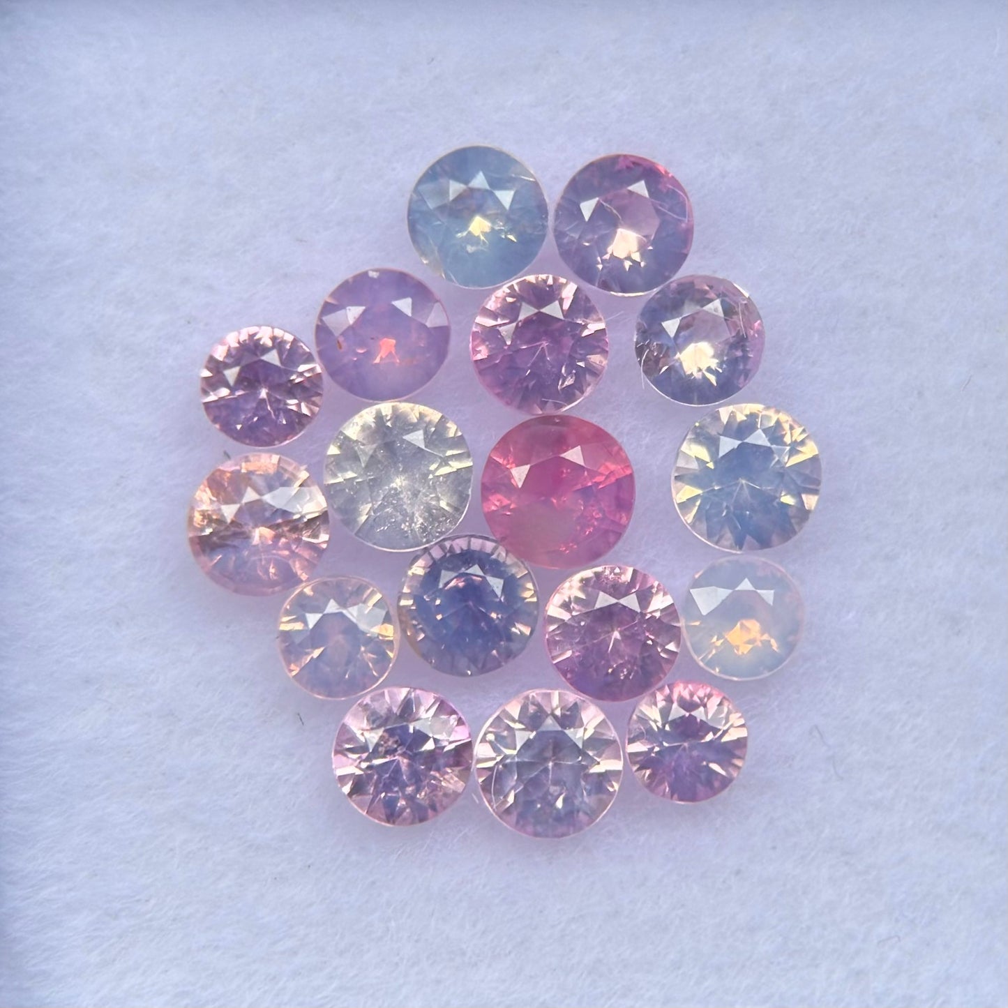 1.96 ct / 17Pcs Natural Milky Sapphire Viet Nam. Round Shape. No treatment.