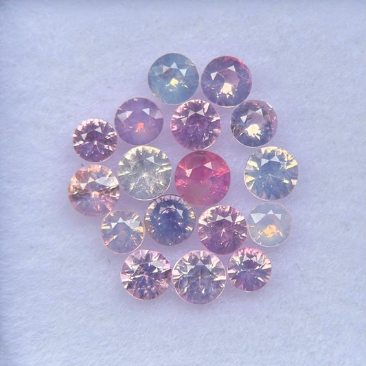 1.96 ct / 17Pcs Natural Milky Sapphire Viet Nam. Round Shape. No treatment.