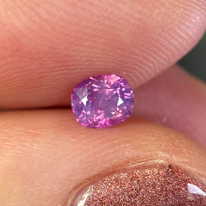 0.56 ct Natural Purple Milky Sapphire Vietnam. Cushion Shape. No Treatment.