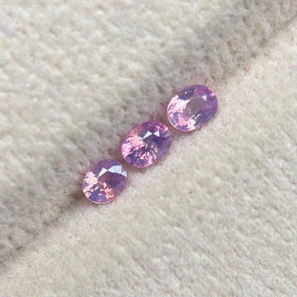 0.58 ct / 3Pcs Natural Pink  Milky Sapphire Viet Nam. Oval Shape. No treatment.