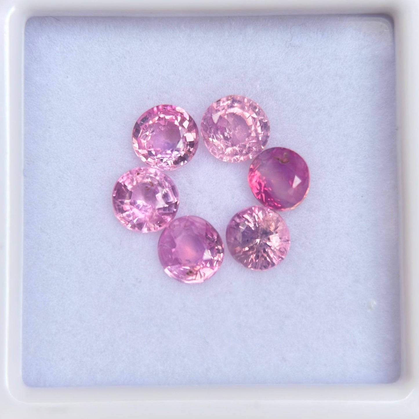 2.22ct/6Pcs Natural Pink Milky Sapphire Vietnam. Round Shape.