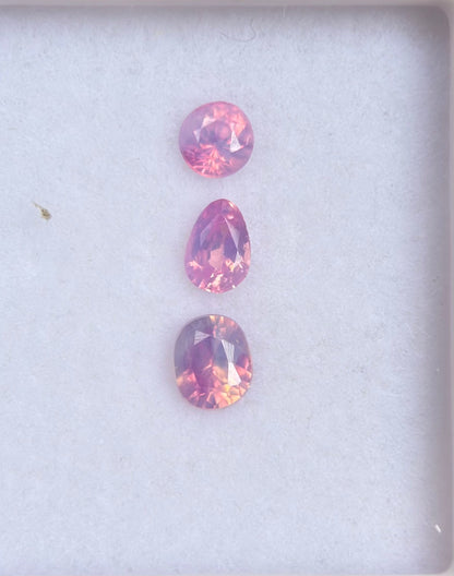 0.64ct/3Pcs Natural Pink Milky Sapphire Vietnam.