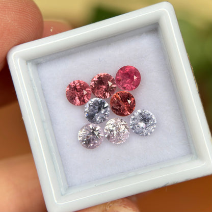 3.06 ct / 8Pcs Natural Spinel Vietnam, Mixed Color, Round Shape, No Treament.
