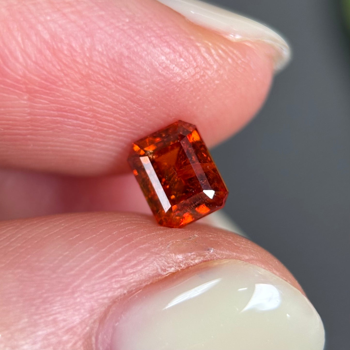 0,94ct Natural Orangish Red Tourmaline Vietnam. Emerald Shape. No Treatment, No Heat Tourmaline Luc Yen.