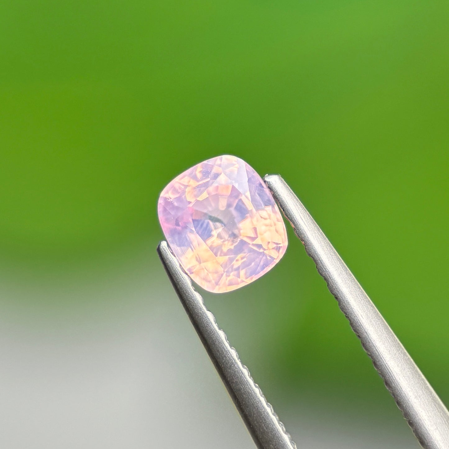 0.66 ct Natural Pinkish White Milky Sapphire Vietnam. Cushion Shape. No Treatment.