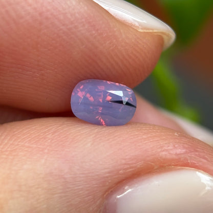 0.66 ct Natural Pinkish Purple Milky Sapphire Vietnam. Cushion Shape. No Treatment.