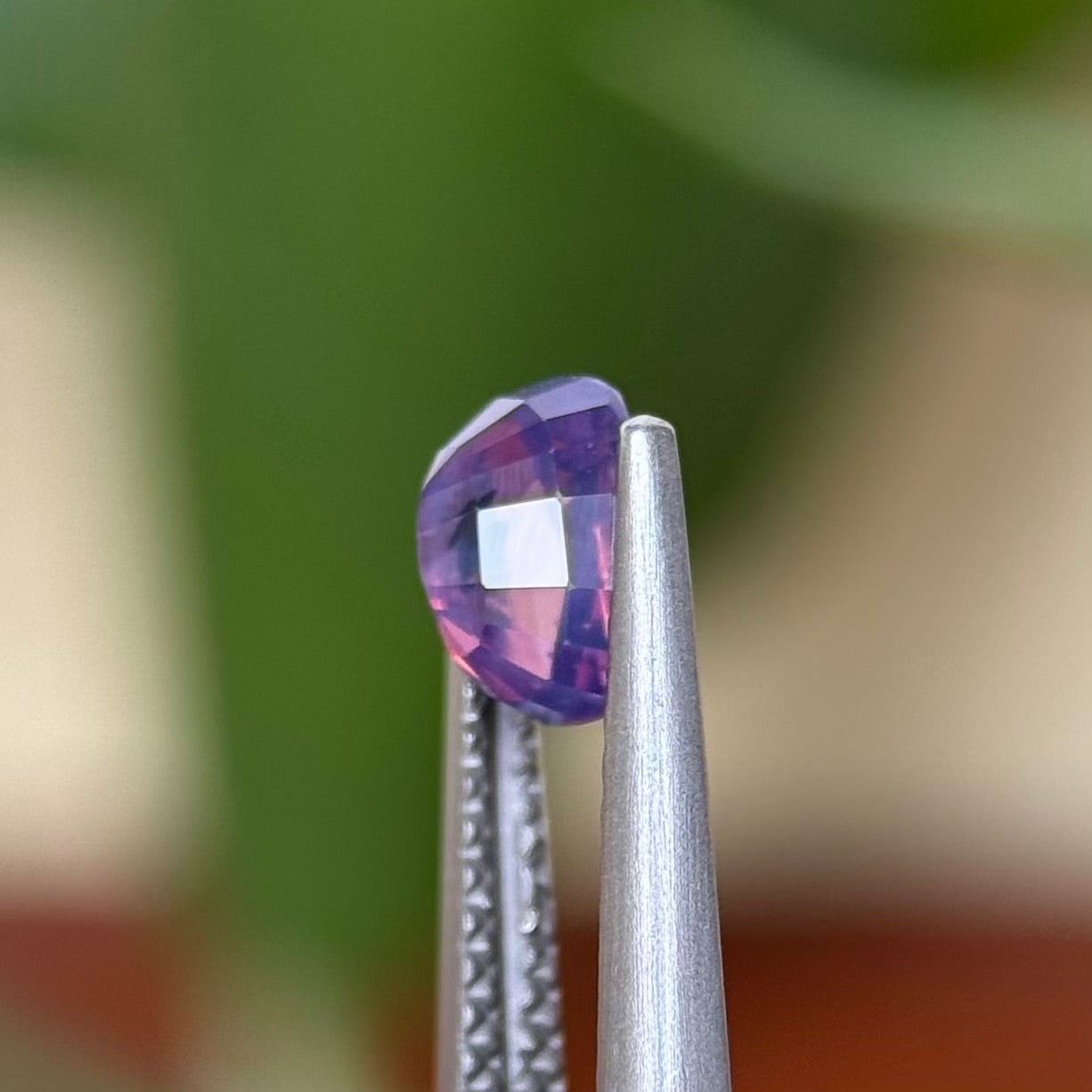 1.40 ct Natural Pinkish Purple Silky Sapphire Vietnam. Cushion