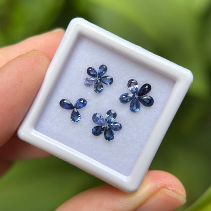 1,68ct/ 18Pcs Natural Blue Sapphire Viet Nam. Pear Shape. No Treatment Sapphire Luc Yen.