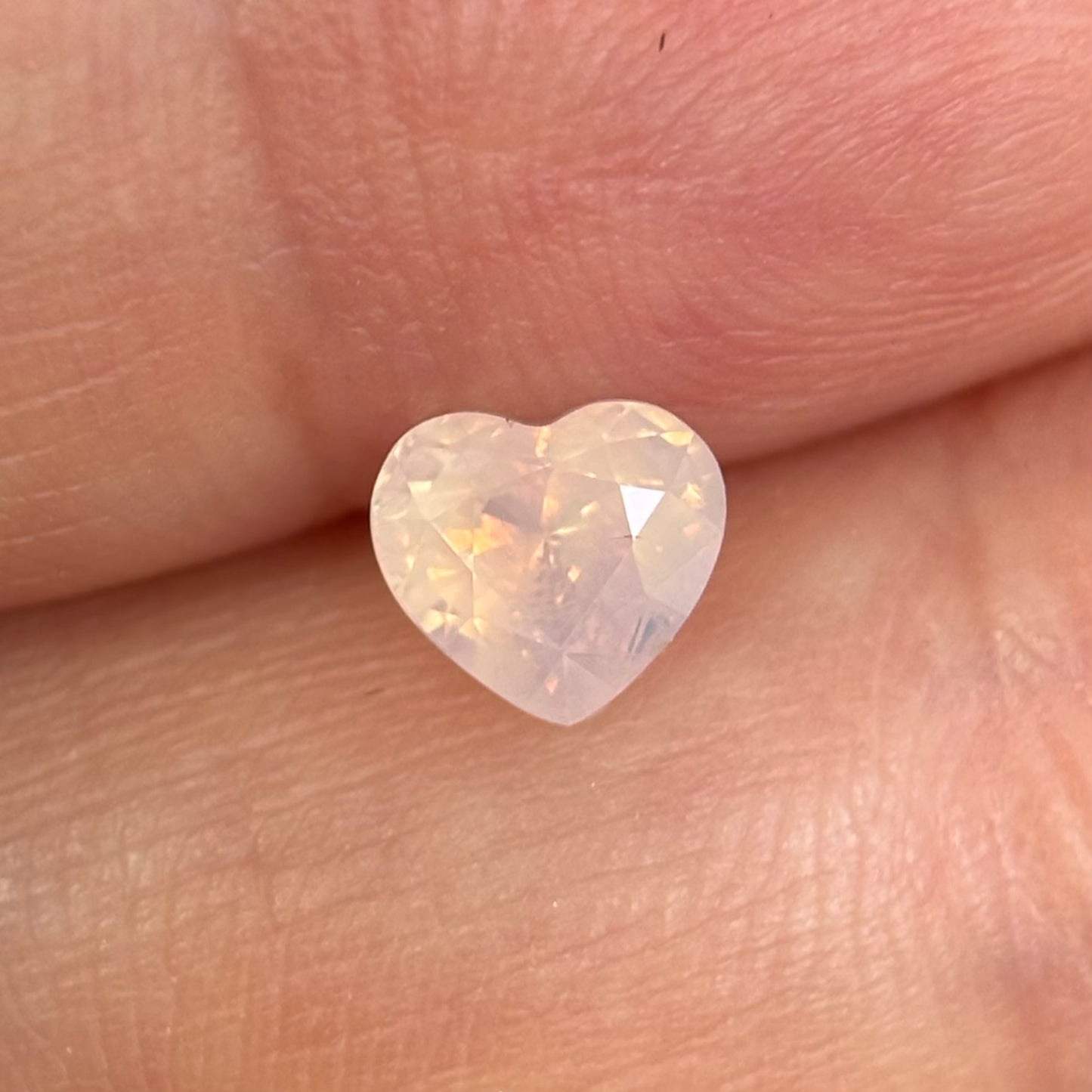 1.0ct Natural White Milky Sapphire Vietnam. Heart Shape. No Treatment.