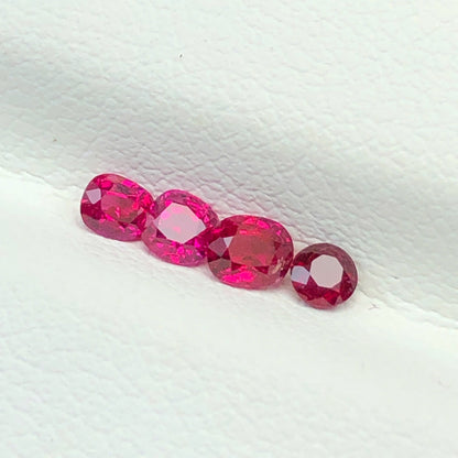 0,55ct/ 4Pcs Natural Ruby Vietnam. Cushion Shape. No Treatment Ruby Luc Yen.
