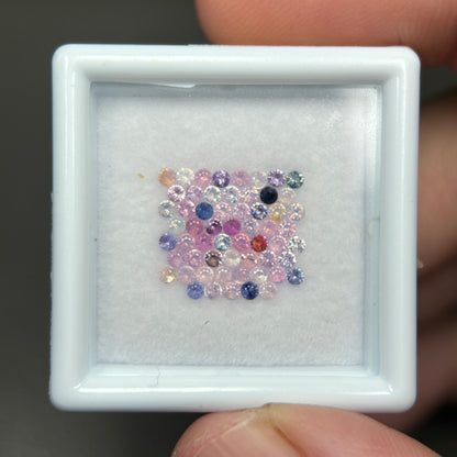 1,0ct/ 58Pcs Natural Sapphire Vietnam, Round Shape, C2 Quality, No Treatment Sapphire Luc Yen.