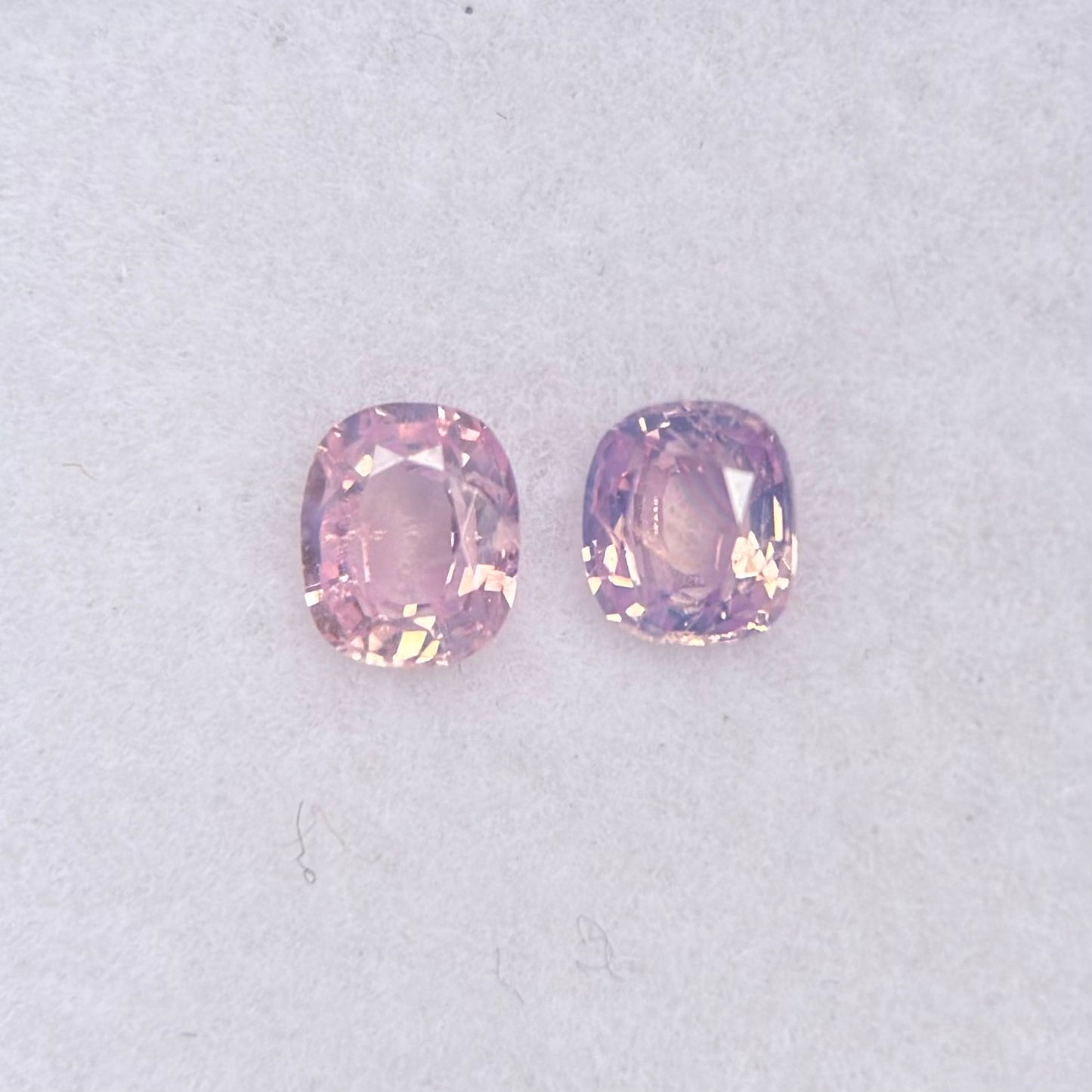 0.53ct/2Pcs Natural Pink Milky Sapphire Vietnam. Cushion Shape.