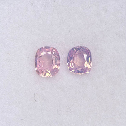 0.53ct/2Pcs Natural Pink Milky Sapphire Vietnam. Cushion Shape.