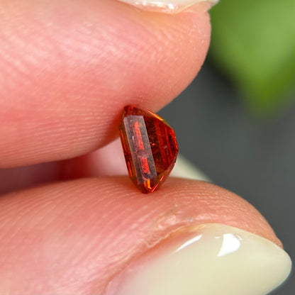 0,94ct Natural Orangish Red Tourmaline Vietnam. Emerald Shape. No Treatment, No Heat Tourmaline Luc Yen.