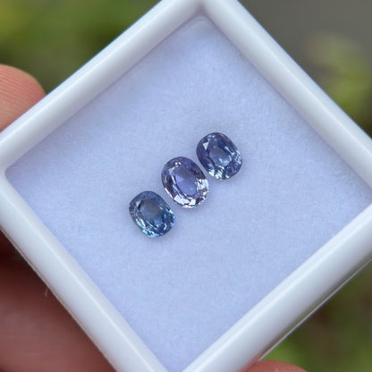1,12ct/ 3Pcs Natural Blue Sapphire Viet Nam. Cushion Shape. No Treatment Sapphire Luc Yen.