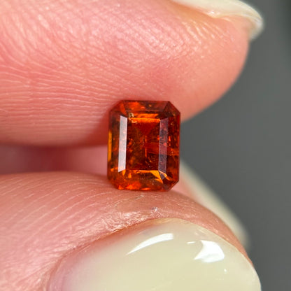 0,94ct Natural Orangish Red Tourmaline Vietnam. Emerald Shape. No Treatment, No Heat Tourmaline Luc Yen.