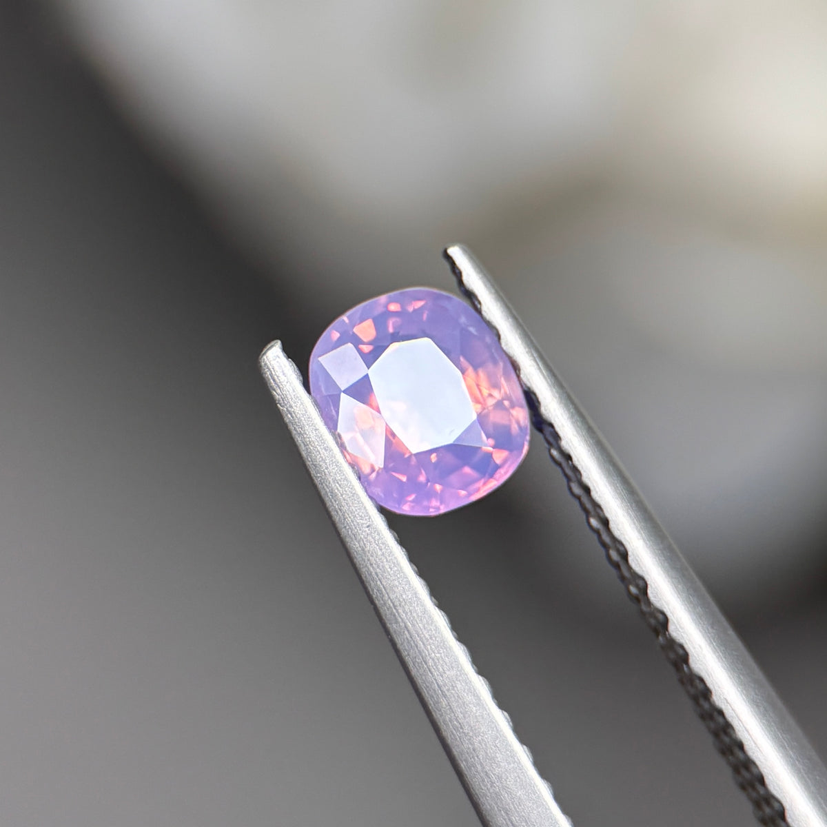 0,55ct Natural Pinkish Purple Milky Sapphire Vietnam. Cushion Shape. No Treatment Milky Sapphire Luc Yen.