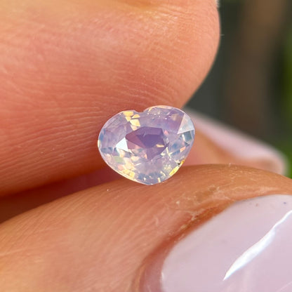 0.68ct Natural White Milky Sapphire Vietnam. Heart Shape. No Treatment.