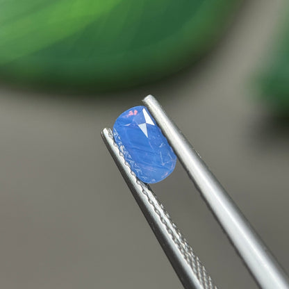0.62ct Natural Purplish Blue Milky Sapphire Vietnam. Cushion Shape. No Treatment.