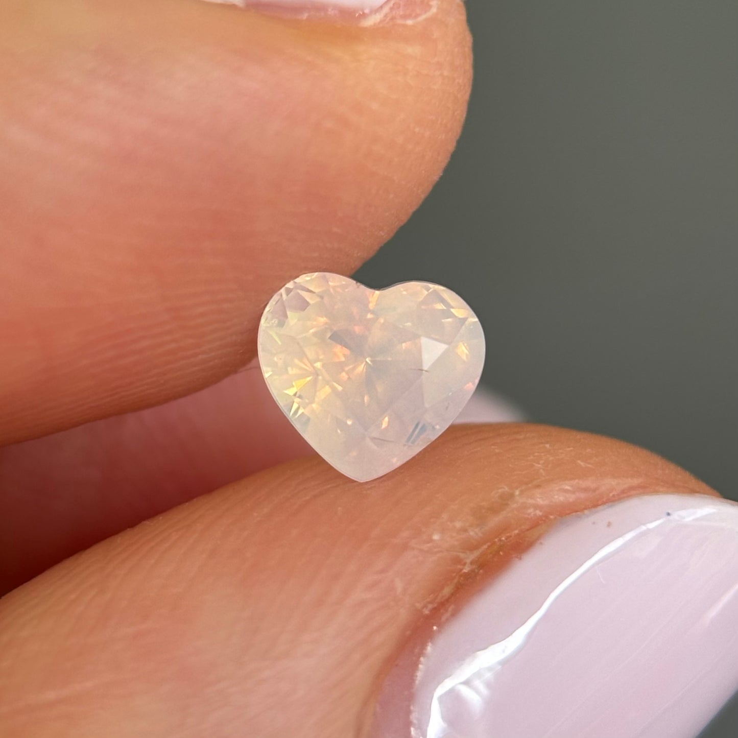 1.0ct Natural White Milky Sapphire Vietnam. Heart Shape. No Treatment.