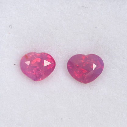 1.06ct/2Pcs Natural Pink Milky Sapphire Vietnam. Heart Shape.