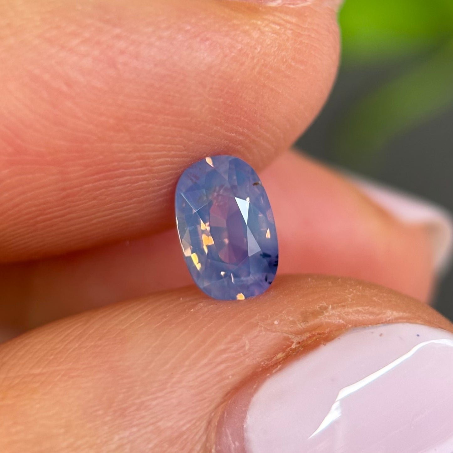 0.72ct Natural Purple - Blue Milky Sapphire Vietnam. Cushion Shape. No Treatment.