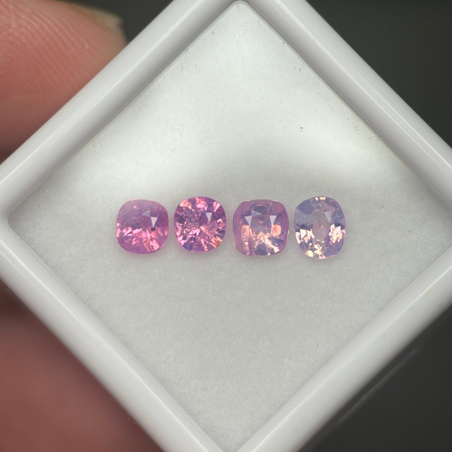 1,1ct/ 4Pcs Natural Milky Sapphire Vietnam. Cushion shape. No Treatment Milky Sapphire Luc Yen.