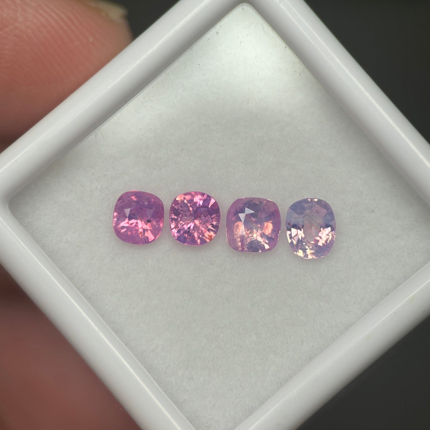 1,1ct/ 4Pcs Natural Milky Sapphire Vietnam. Cushion shape. No Treatment Milky Sapphire Luc Yen.